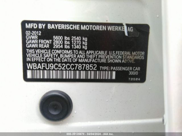 Photo 8 VIN: WBAFU9C52CC787852 - BMW 550I 