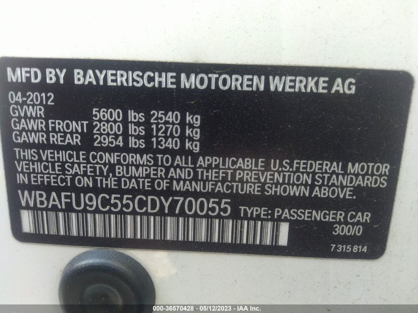 Photo 8 VIN: WBAFU9C55CDY70055 - BMW 5ER 