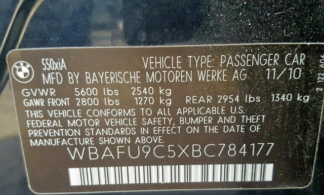 Photo 9 VIN: WBAFU9C5XBC784177 - BMW 550 