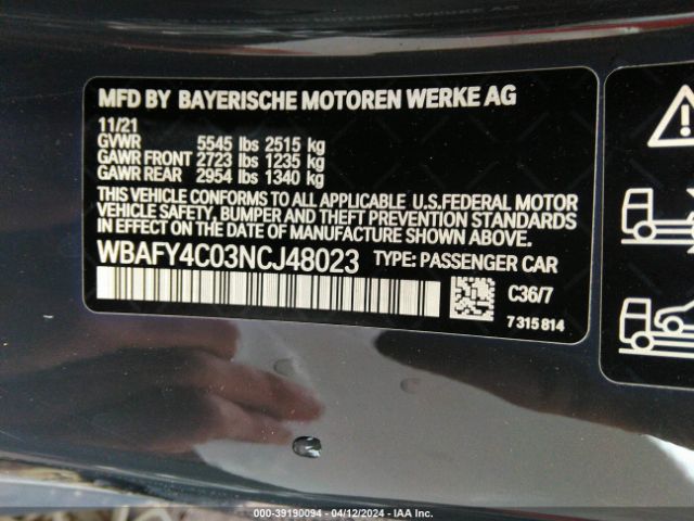 Photo 8 VIN: WBAFY4C03NCJ48023 - BMW M850I 