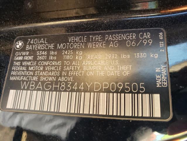 Photo 11 VIN: WBAGH8344YDP09505 - BMW 7 SERIES 