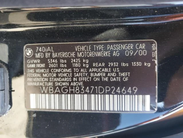 Photo 11 VIN: WBAGH83471DP24649 - BMW 740 IL 