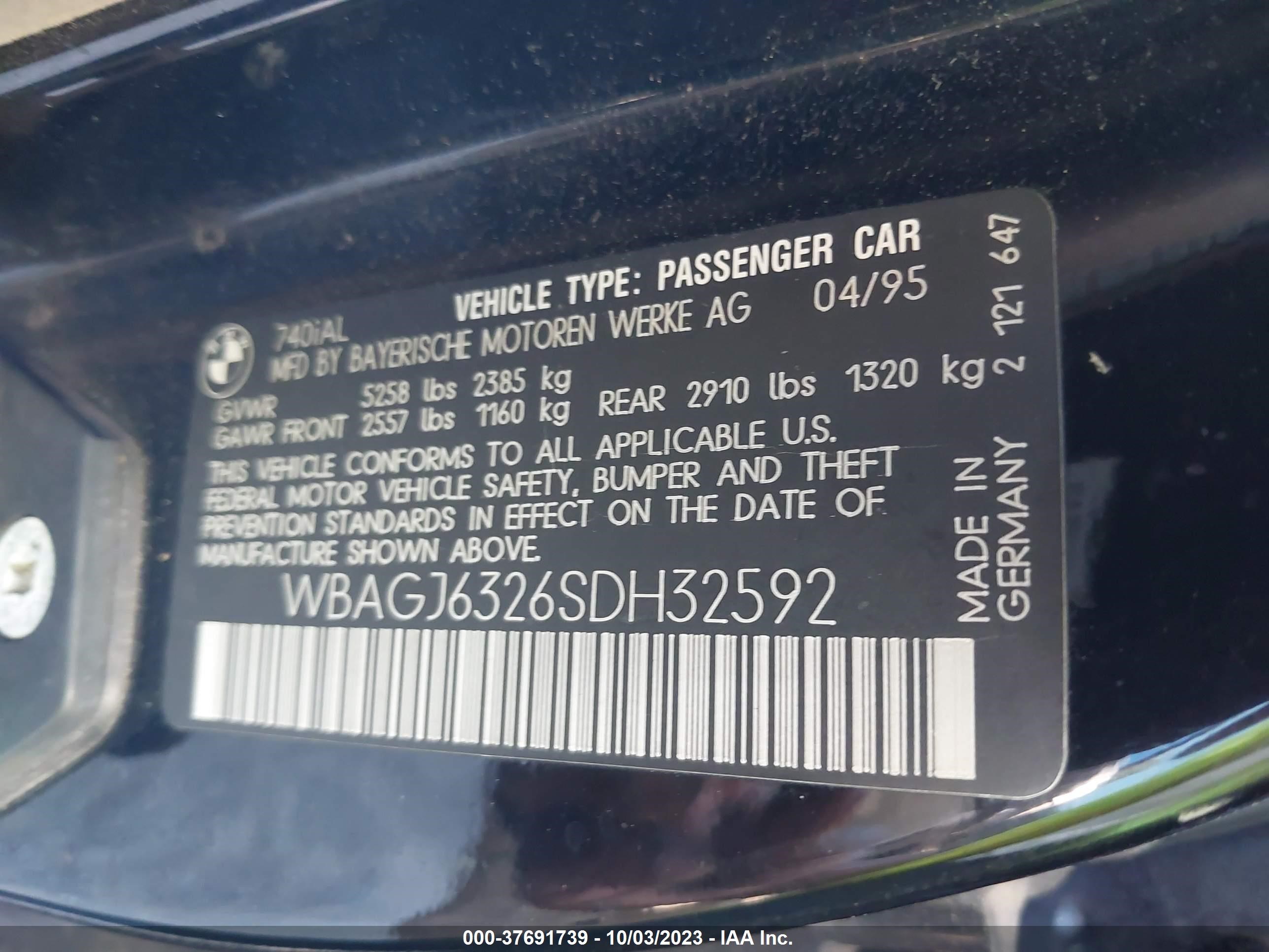 Photo 8 VIN: WBAGJ6326SDH32592 - BMW 7ER 