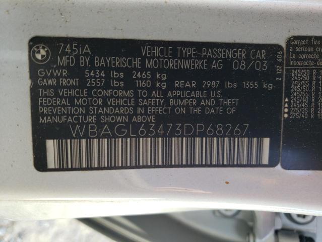 Photo 11 VIN: WBAGL63473DP68267 - BMW 745 I 