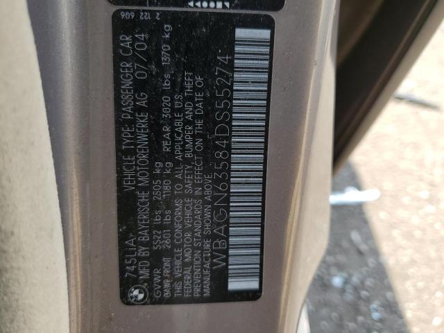 Photo 11 VIN: WBAGN63584DS55274 - BMW 745 LI 