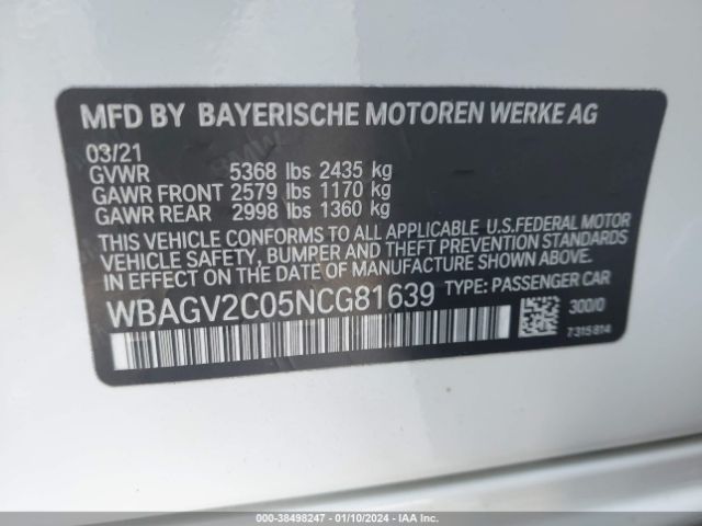 Photo 8 VIN: WBAGV2C05NCG81639 - BMW 840I GRAN COUPE 