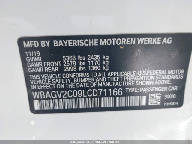 Photo 8 VIN: WBAGV2C09LCD71166 - BMW 840I GRAN COUPE 