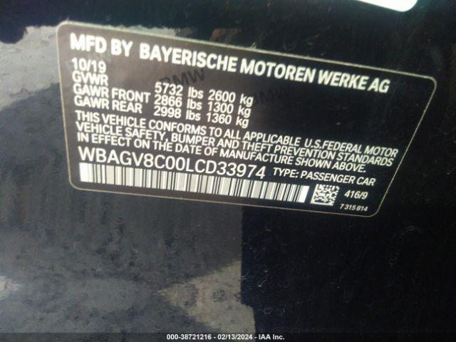 Photo 8 VIN: WBAGV8C00LCD33974 - BMW M850I GTAN COUPE 