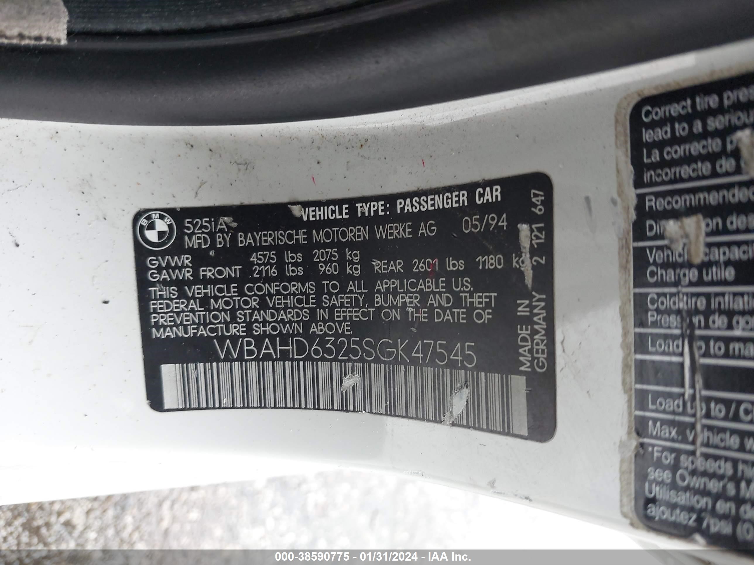 Photo 8 VIN: WBAHD6325SGK47545 - BMW 5ER 