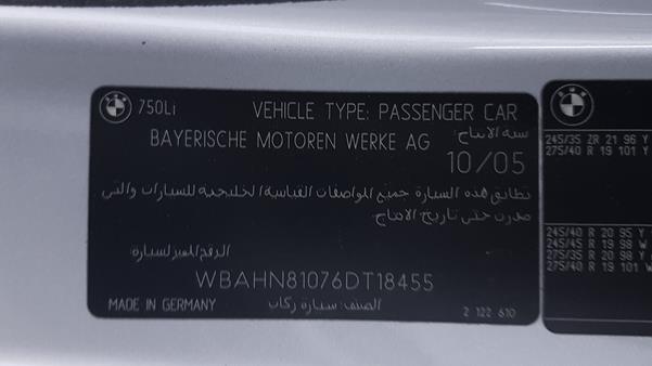 Photo 2 VIN: WBAHN81076DT18455 - BMW 750LI 