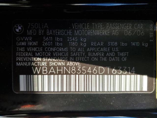 Photo 11 VIN: WBAHN83546DT63314 - BMW 750 LI 