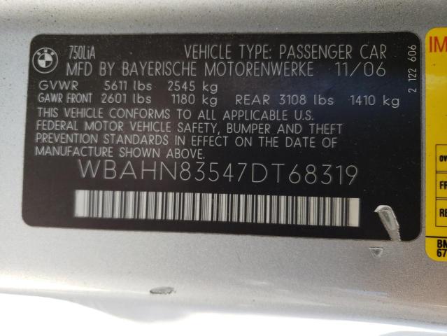 Photo 11 VIN: WBAHN83547DT68319 - BMW 7 SERIES 