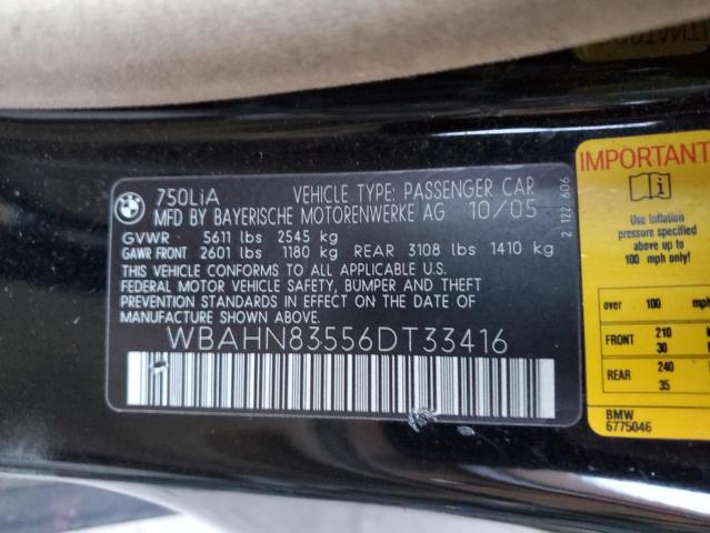 Photo 11 VIN: WBAHN83556DT33416 - BMW 750 LI 