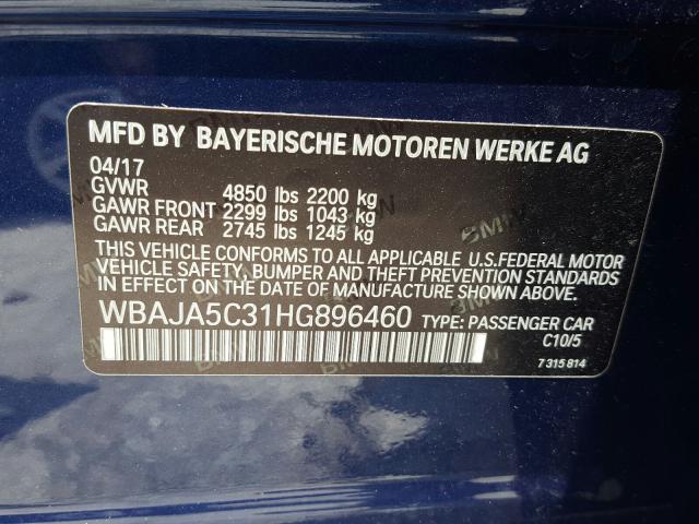 Photo 9 VIN: WBAJA5C31HG896460 - BMW 530 I 