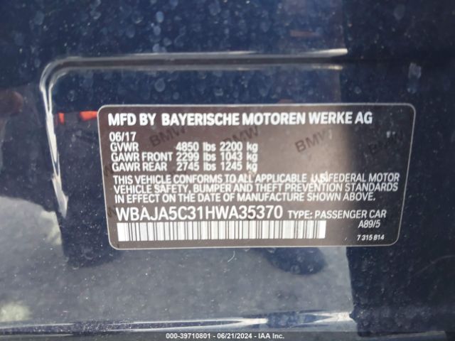 Photo 8 VIN: WBAJA5C31HWA35370 - BMW 530I 