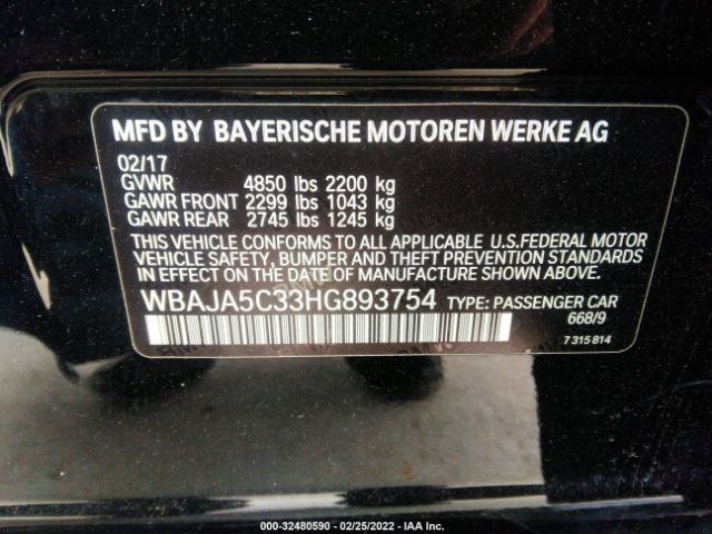 Photo 8 VIN: WBAJA5C33HG893754 - BMW 5 SERIES 