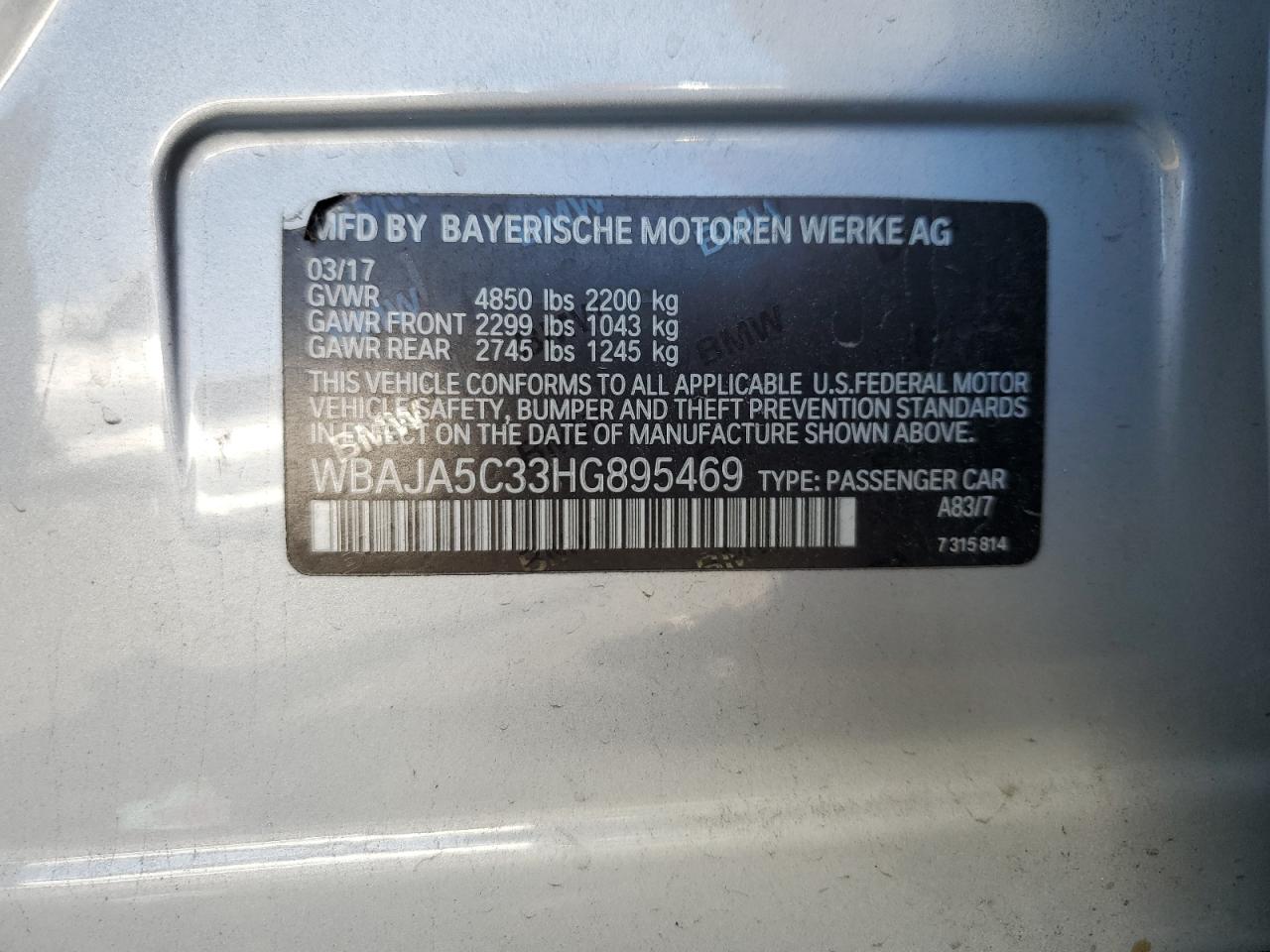 Photo 11 VIN: WBAJA5C33HG895469 - BMW 5ER 