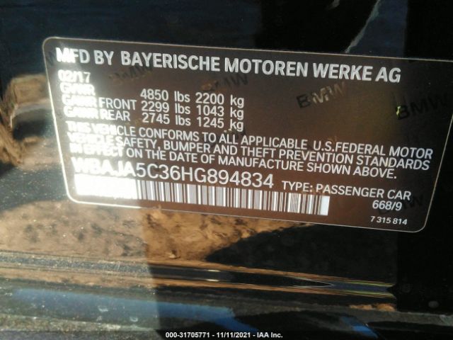 Photo 8 VIN: WBAJA5C36HG894834 - BMW 5 