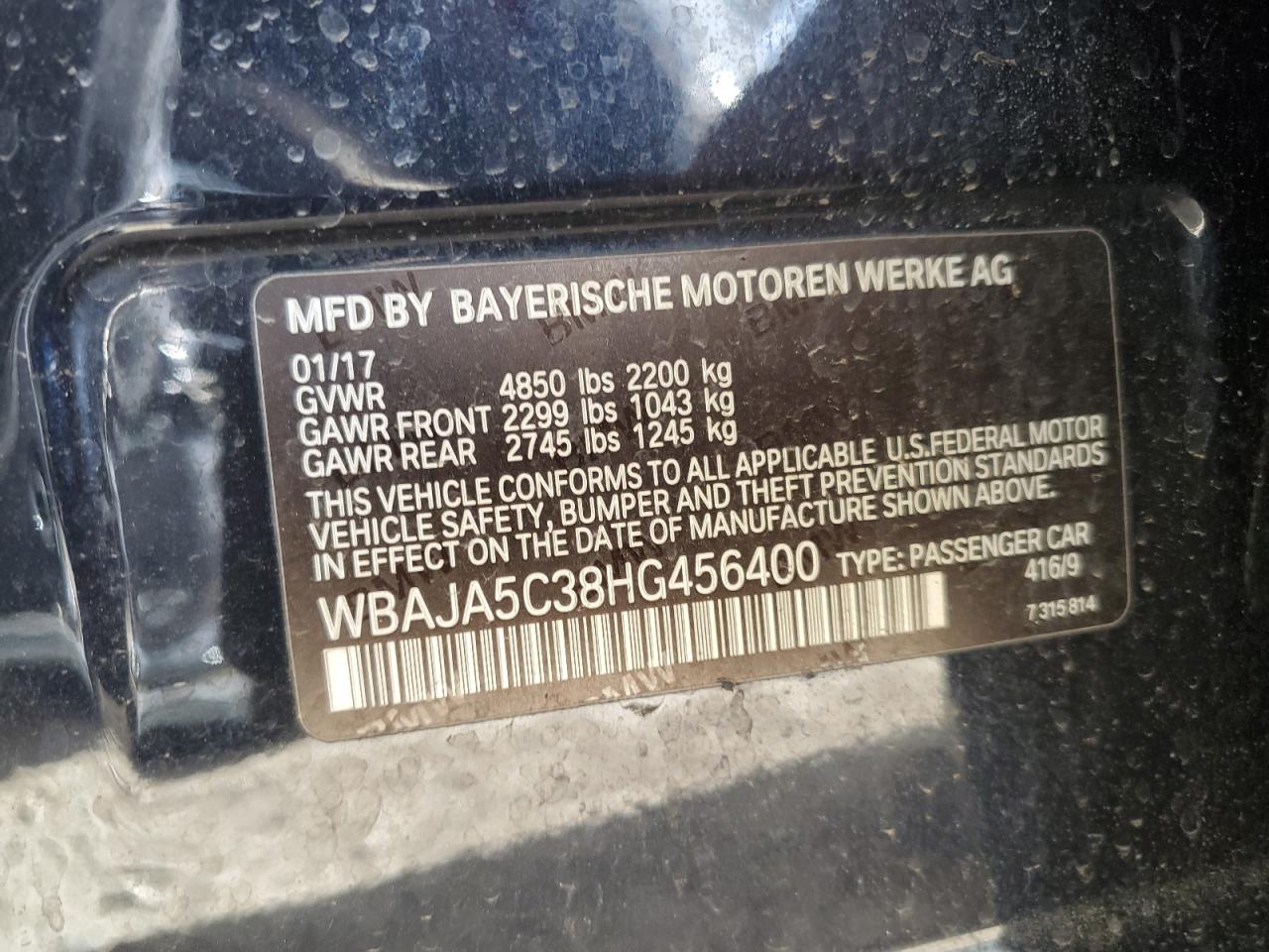 Photo 11 VIN: WBAJA5C38HG456400 - BMW 5ER 