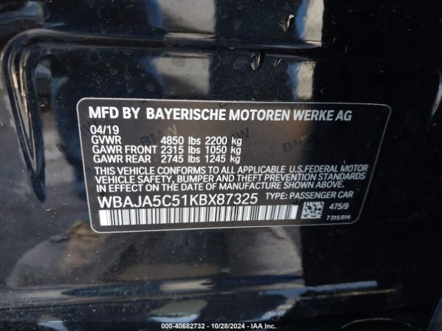 Photo 8 VIN: WBAJA5C51KBX87325 - BMW 530I 