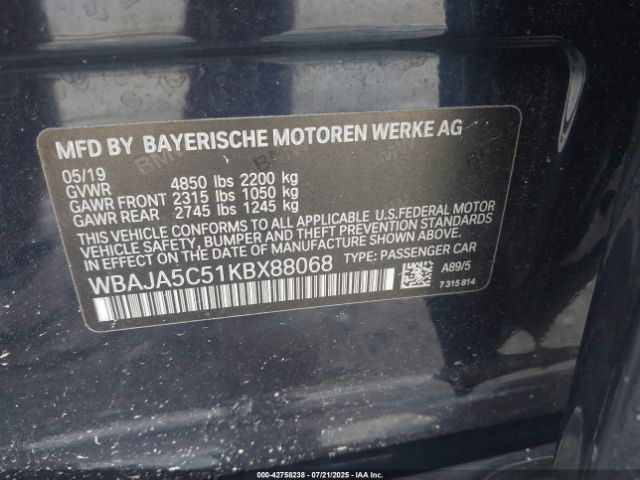 Photo 8 VIN: WBAJA5C51KBX88068 - BMW 530I 