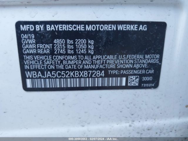 Photo 8 VIN: WBAJA5C52KBX87284 - BMW 530I 