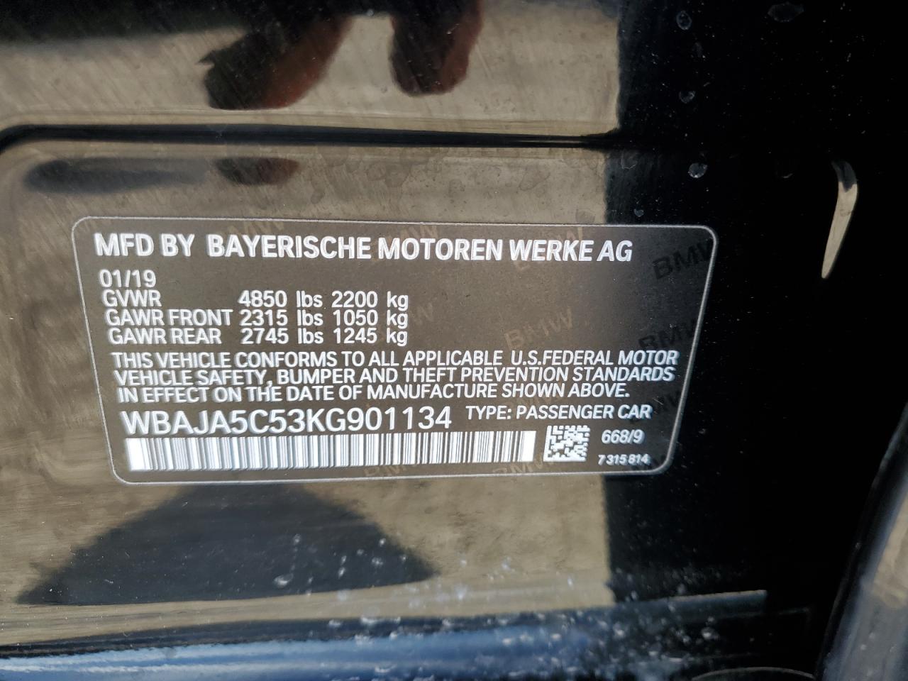 Photo 11 VIN: WBAJA5C53KG901134 - BMW 5ER 