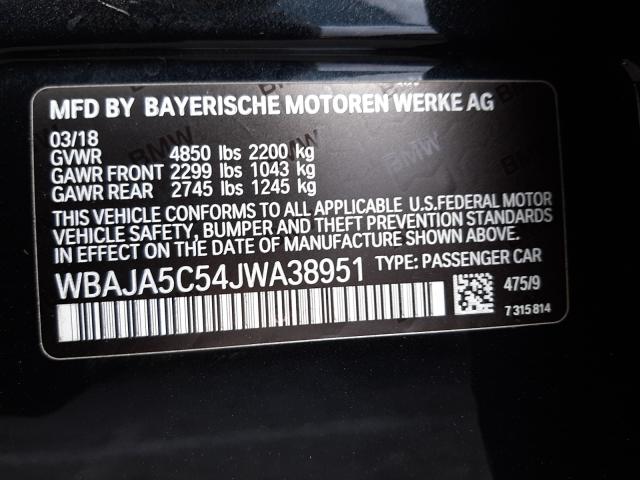 Photo 9 VIN: WBAJA5C54JWA38951 - BMW 530 I 