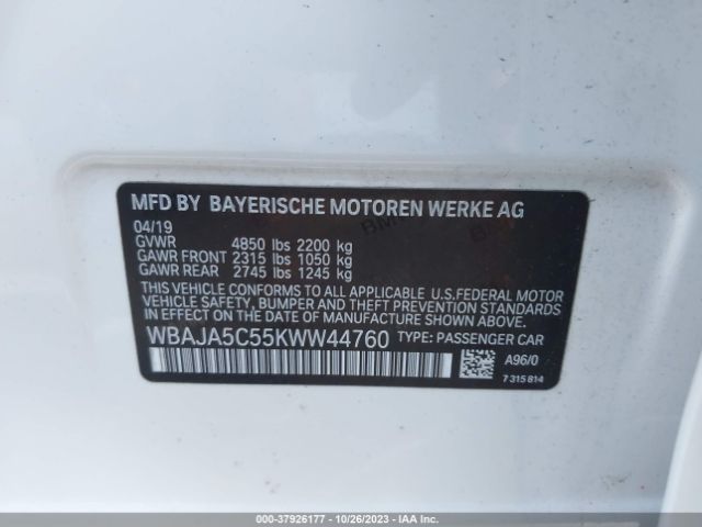 Photo 8 VIN: WBAJA5C55KWW44760 - BMW 530I 