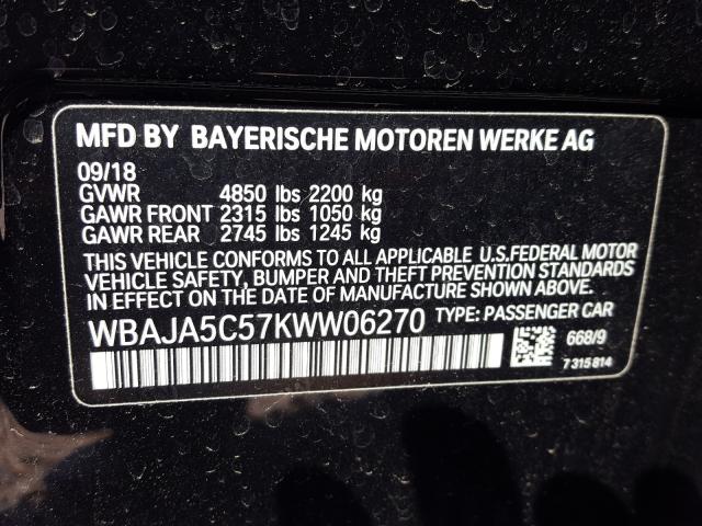 Photo 9 VIN: WBAJA5C57KWW06270 - BMW 530 I 