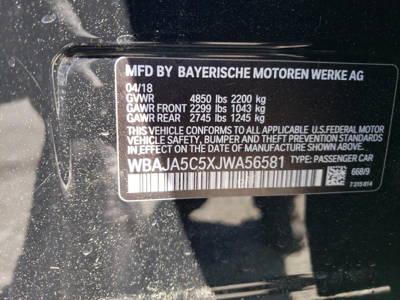 Photo 12 VIN: WBAJA5C5XJWA56581 - BMW 5ER 