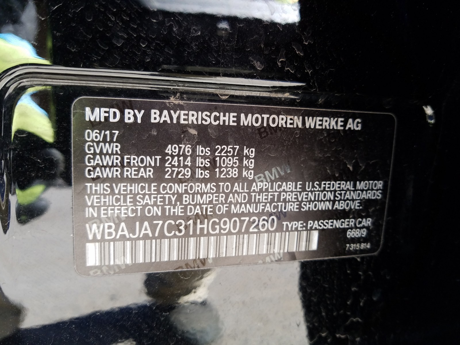 Photo 9 VIN: WBAJA7C31HG907260 - BMW 530 XI 