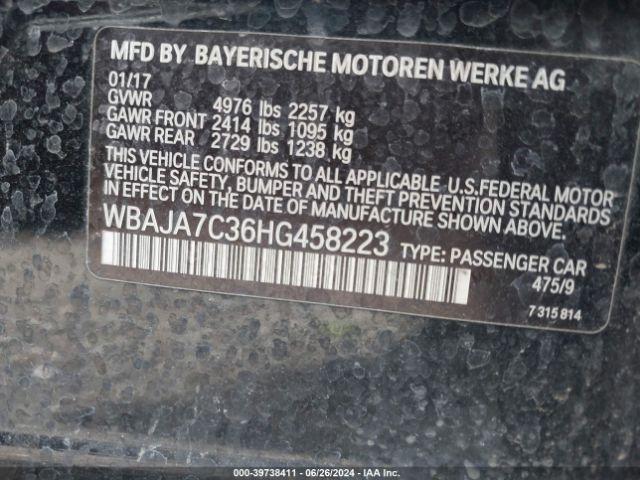 Photo 8 VIN: WBAJA7C36HG458223 - BMW 530I 