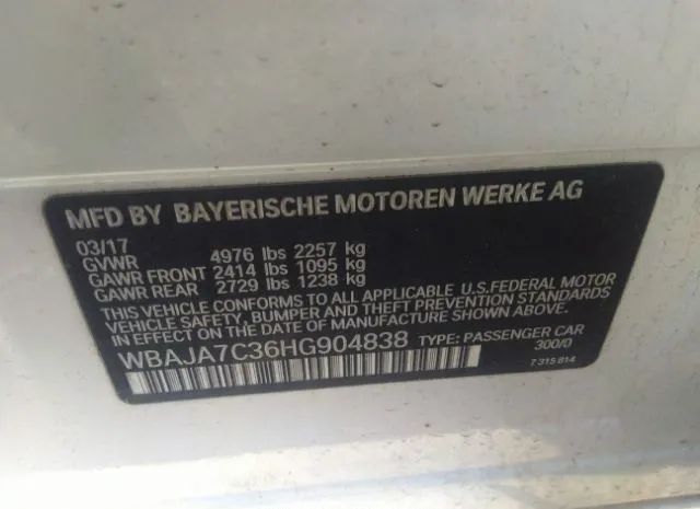 Photo 8 VIN: WBAJA7C36HG904838 - BMW 530I 