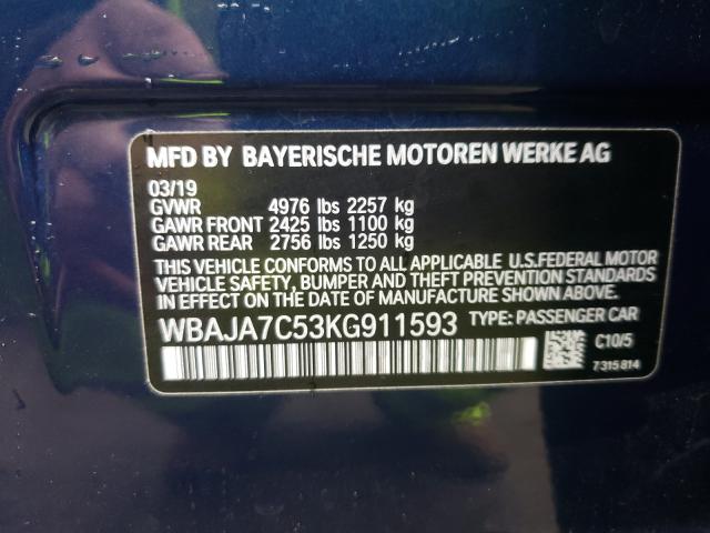 Photo 9 VIN: WBAJA7C53KG911593 - BMW 530 XI 