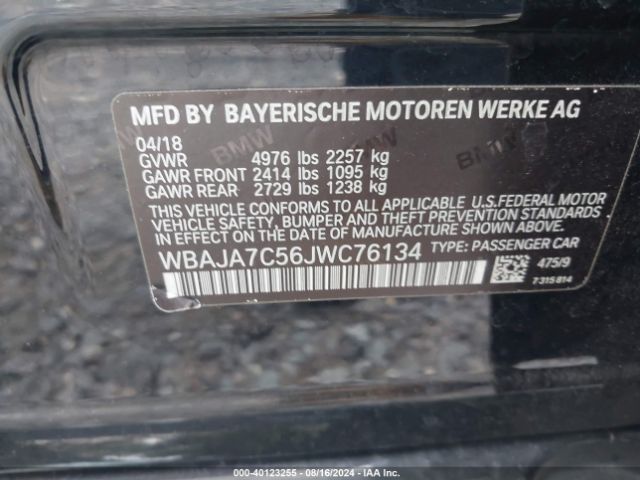 Photo 8 VIN: WBAJA7C56JWC76134 - BMW 530I 