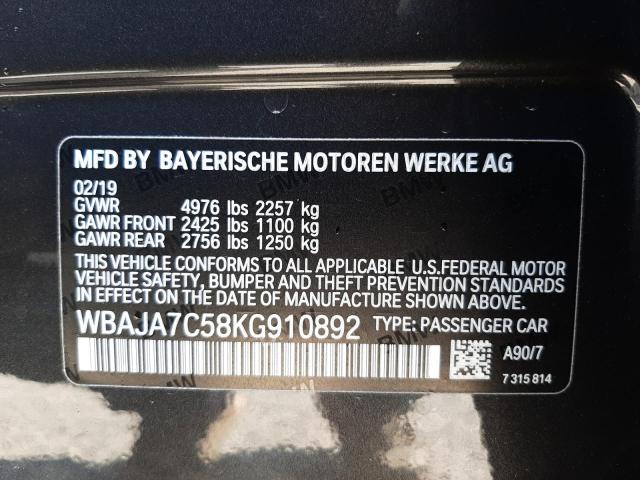 Photo 9 VIN: WBAJA7C58KG910892 - BMW 530 XI 