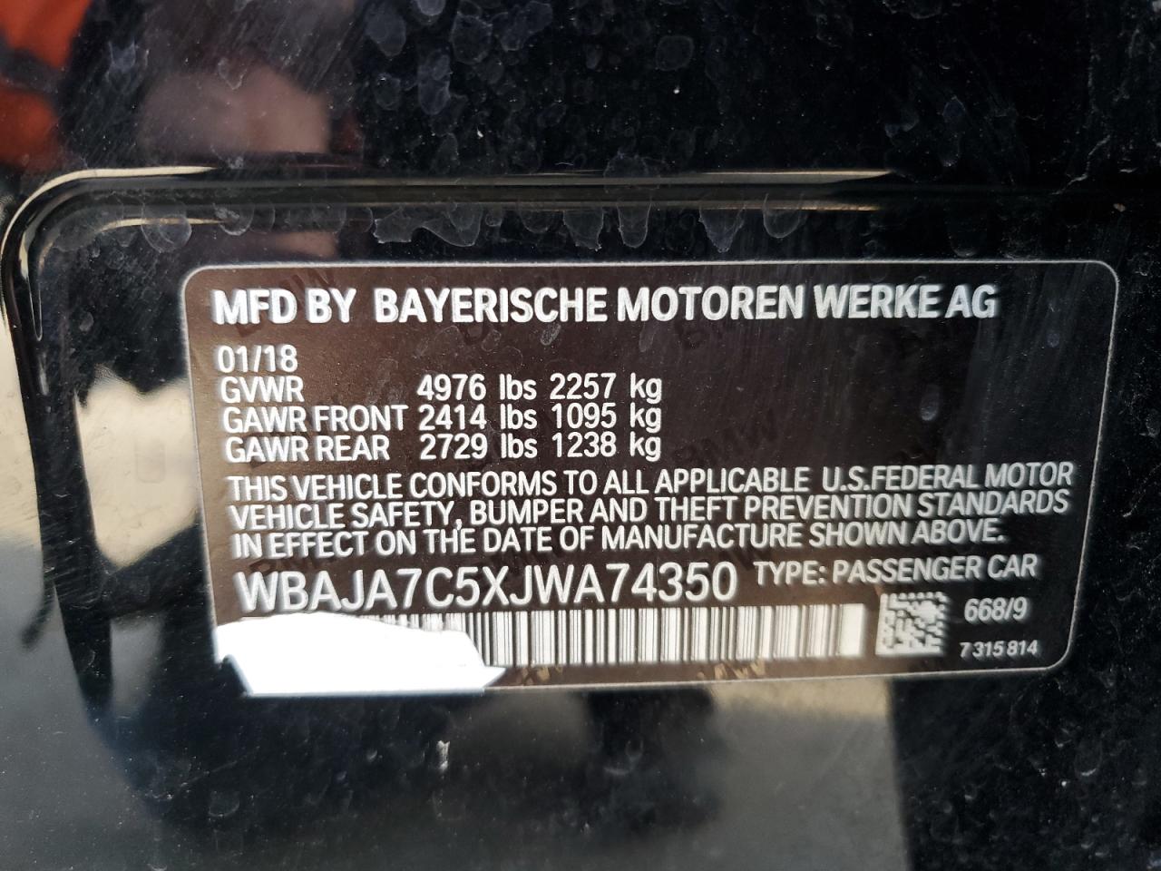 Photo 11 VIN: WBAJA7C5XJWA74350 - BMW 5ER 