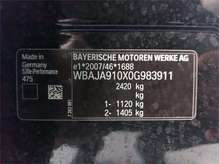 Photo 7 VIN: WBAJA910X0G983911 - BMW SERIE 5 