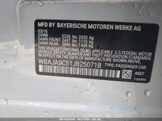 Photo 8 VIN: WBAJA9C51JB250718 - BMW 530E 