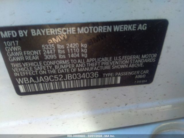 Photo 8 VIN: WBAJA9C52JB034036 - BMW 5 SERIES 