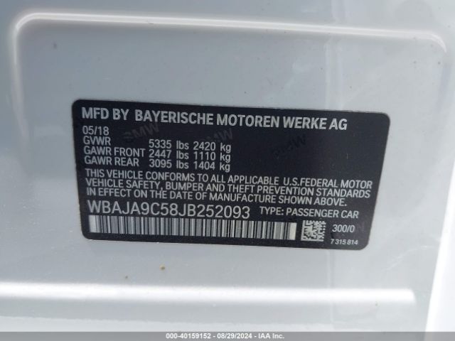 Photo 8 VIN: WBAJA9C58JB252093 - BMW 530E 