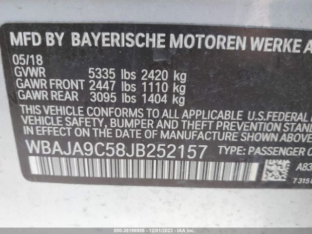 Photo 8 VIN: WBAJA9C58JB252157 - BMW 530E 