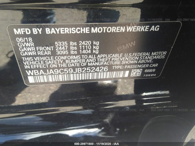 Photo 8 VIN: WBAJA9C59JB252426 - BMW 5 