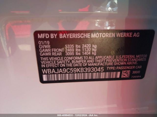 Photo 8 VIN: WBAJA9C59KB393045 - BMW 530E 