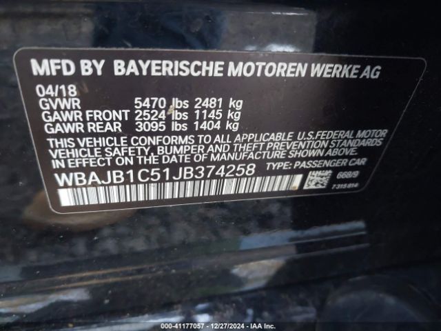 Photo 8 VIN: WBAJB1C51JB374258 - BMW 530E 