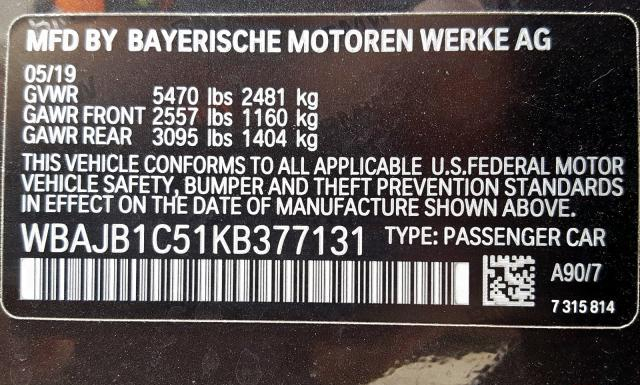 Photo 9 VIN: WBAJB1C51KB377131 - BMW 530XE 