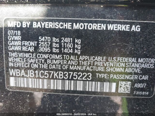 Photo 8 VIN: WBAJB1C57KB375223 - BMW 530XE 