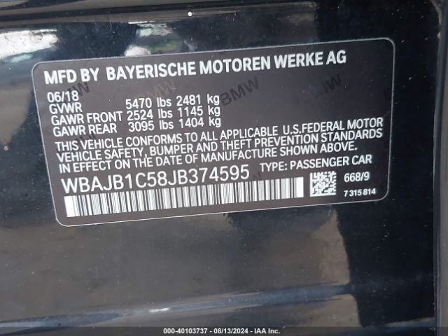 Photo 8 VIN: WBAJB1C58JB374595 - BMW 530E 