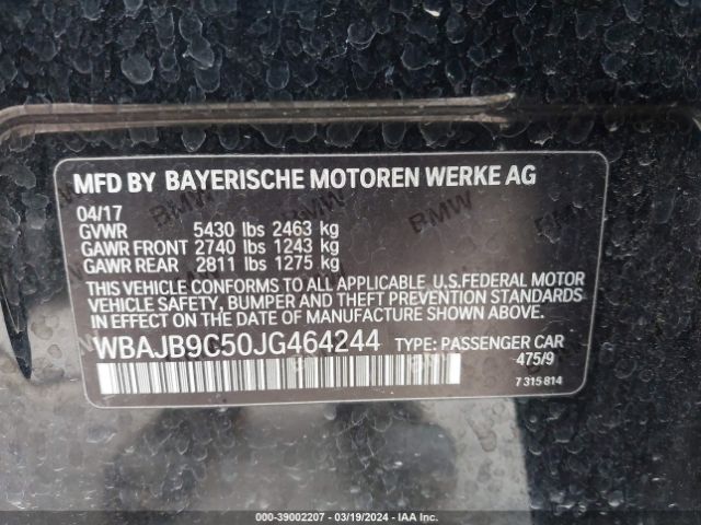 Photo 8 VIN: WBAJB9C50JG464244 - BMW M550I XDRIVE 